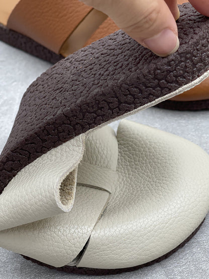 Women Casual Summer Soft Leather Flar Slippers