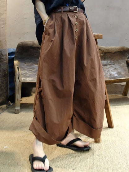 Women Summer Casual Cotton Wide-leg Pants