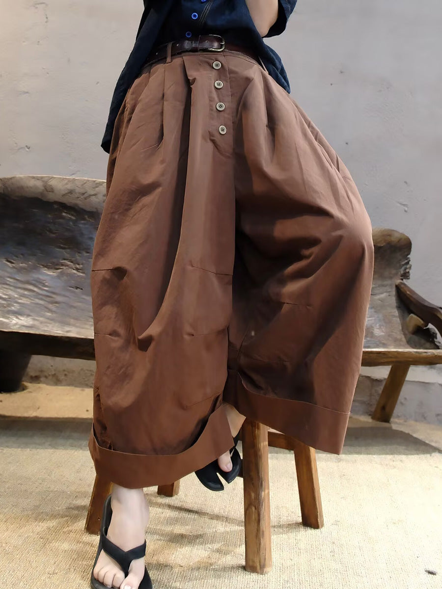 Women Summer Casual Cotton Wide-leg Pants