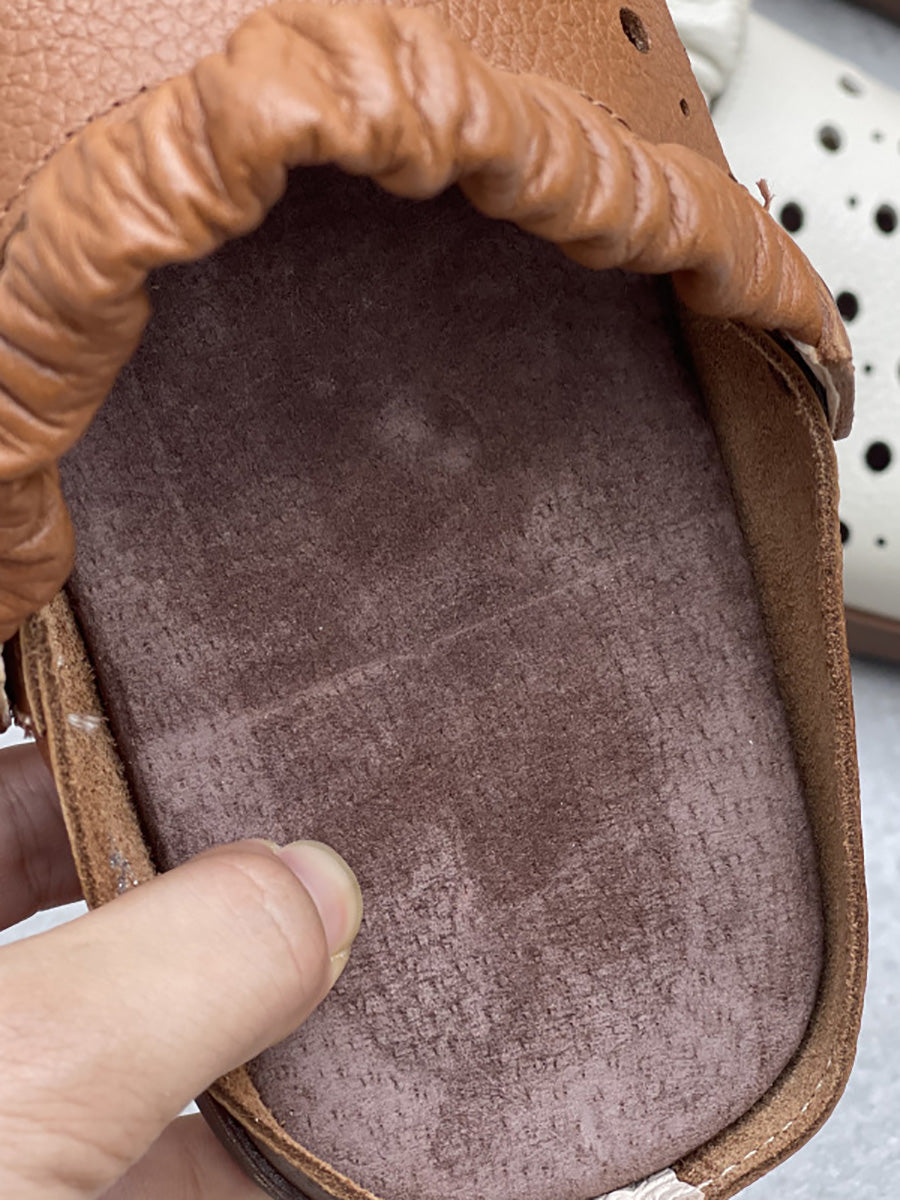 Women Summer Leather Hollow Out Slippers