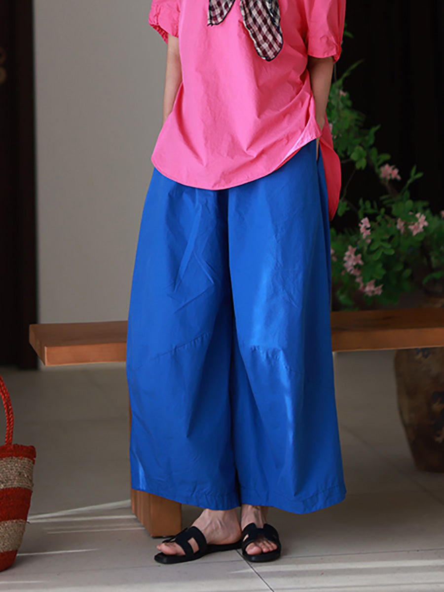 Plus Size Women Summer Casual Pure Color 100%Cotton Harem Pants