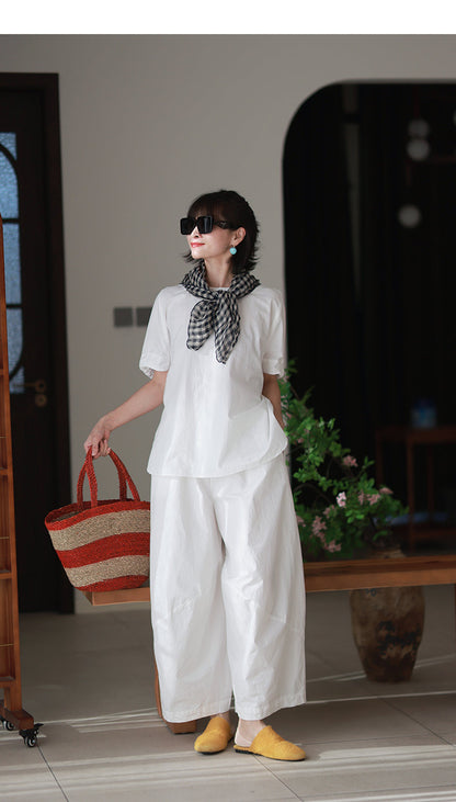 Plus Size Women Summer Casual Pure Color 100%Cotton Harem Pants