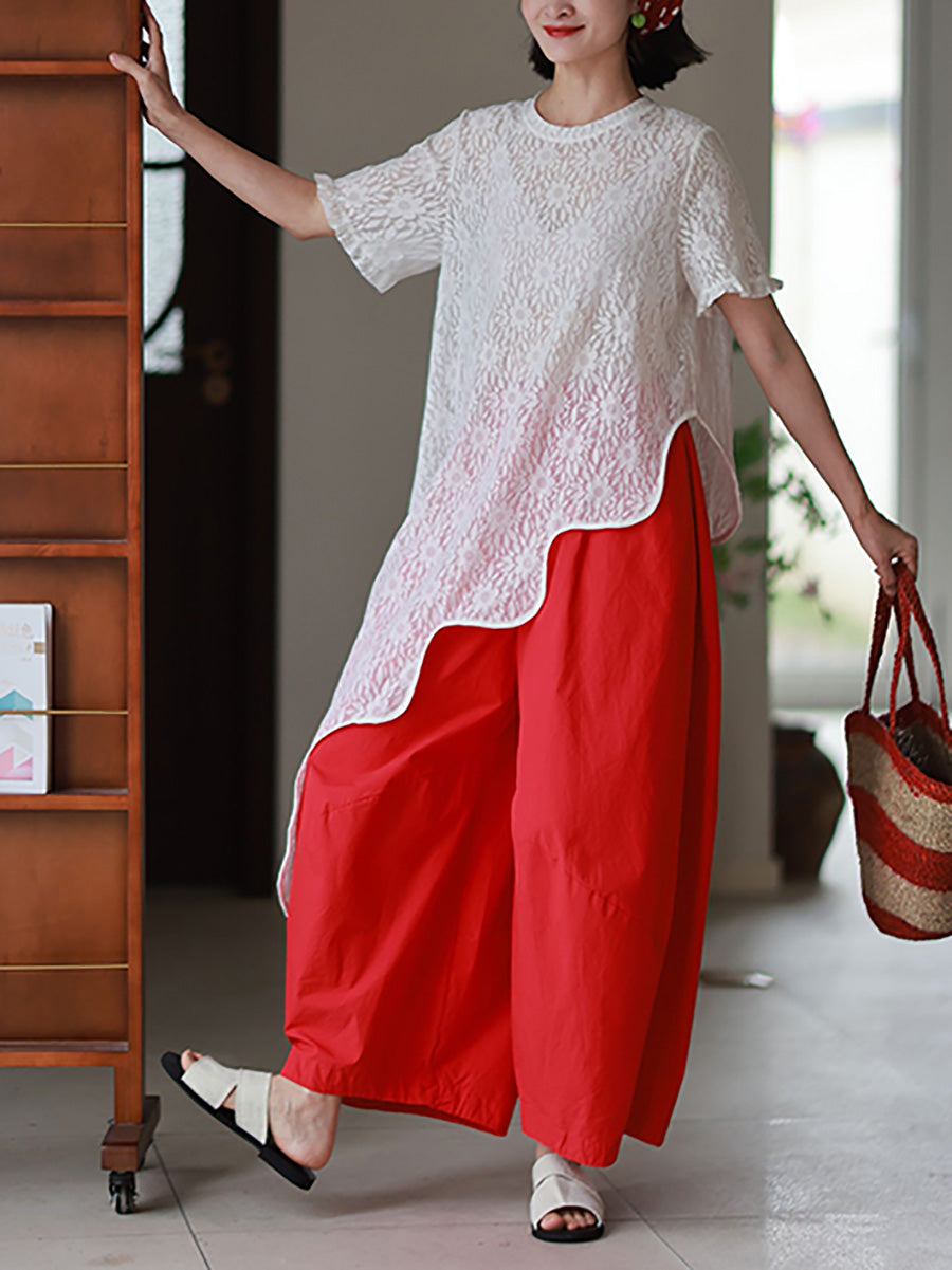 Plus Size Women Summer Casual Pure Color 100%Cotton Harem Pants