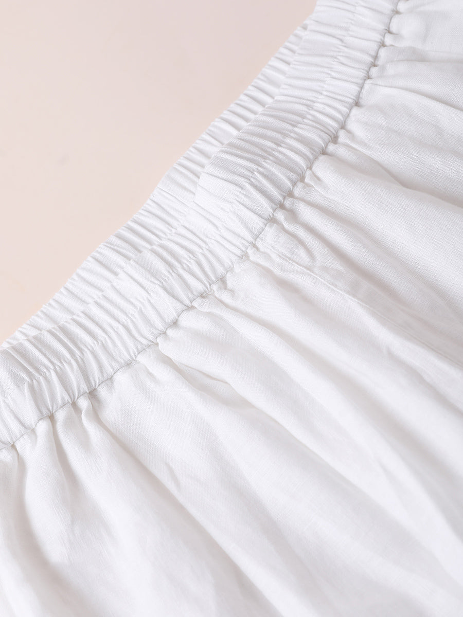 Women Casual Pure Color 100%Linen Straight Pants