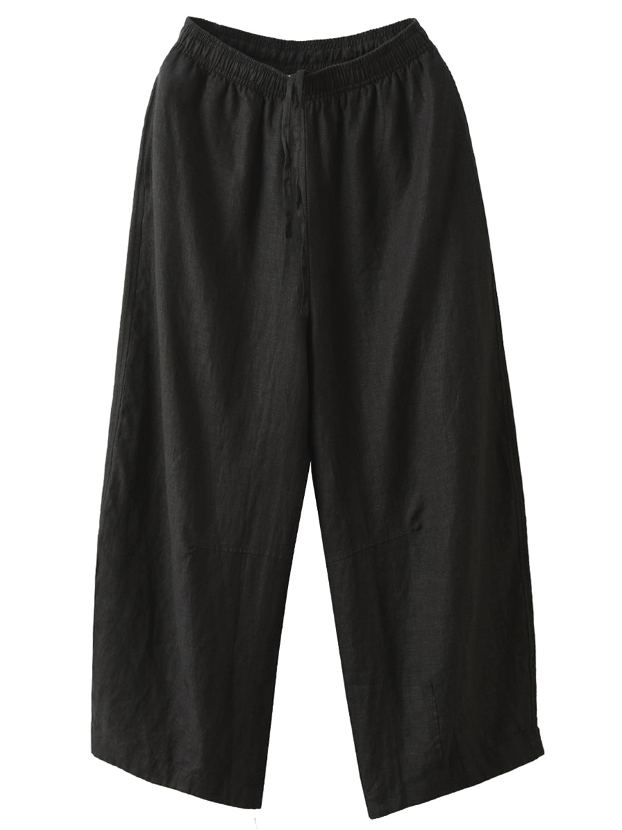 Plus Size Women Casual Pure Color 100%Linen Harem Pants