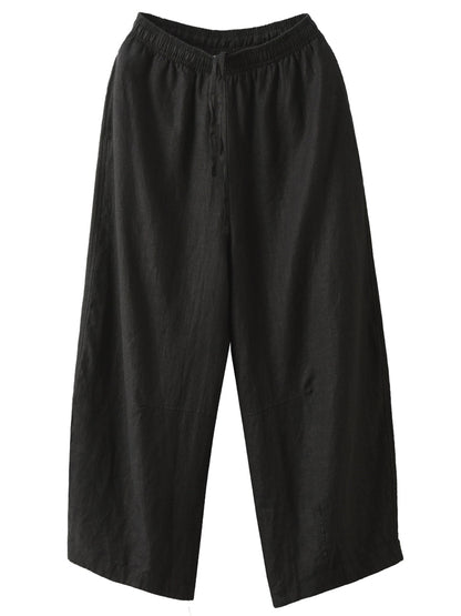 Plus Size Women Casual Pure Color 100%Linen Harem Pants