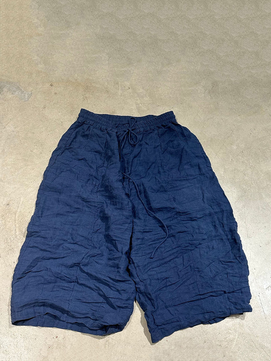 Women Summer Casual Pure Color Linen Wide-leg Pants