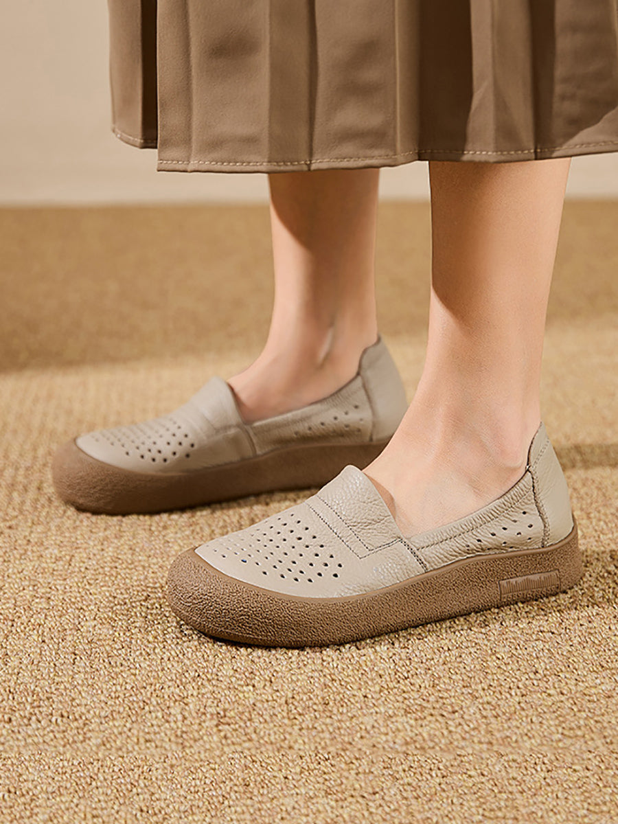 Women Summer Genuine Leather Flat Shoes