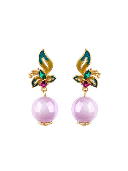 Ethnic Women 24KGold Plated Jade Earrings