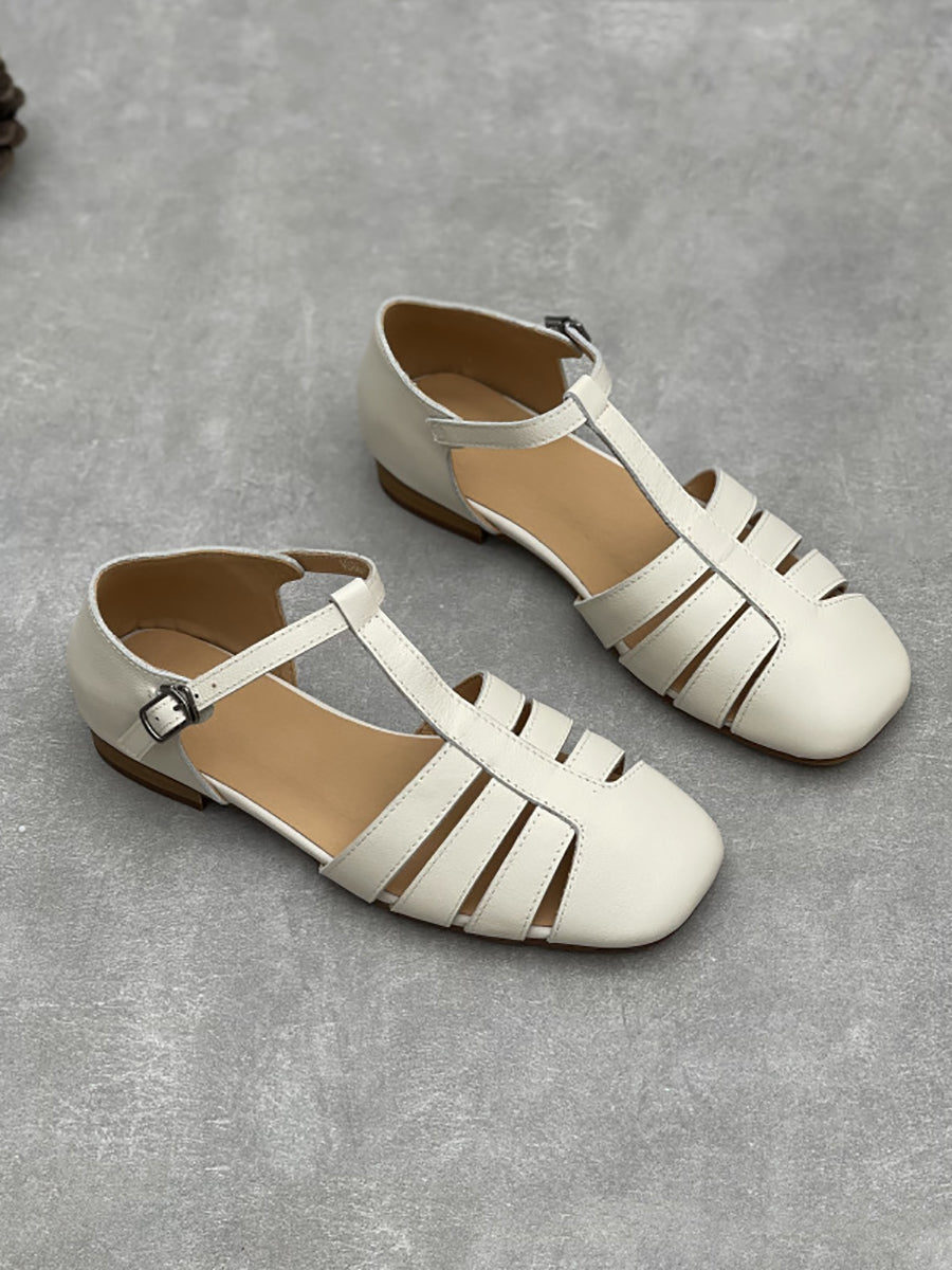 Women Summer Casual Genuine Leather Low Heel Shoes