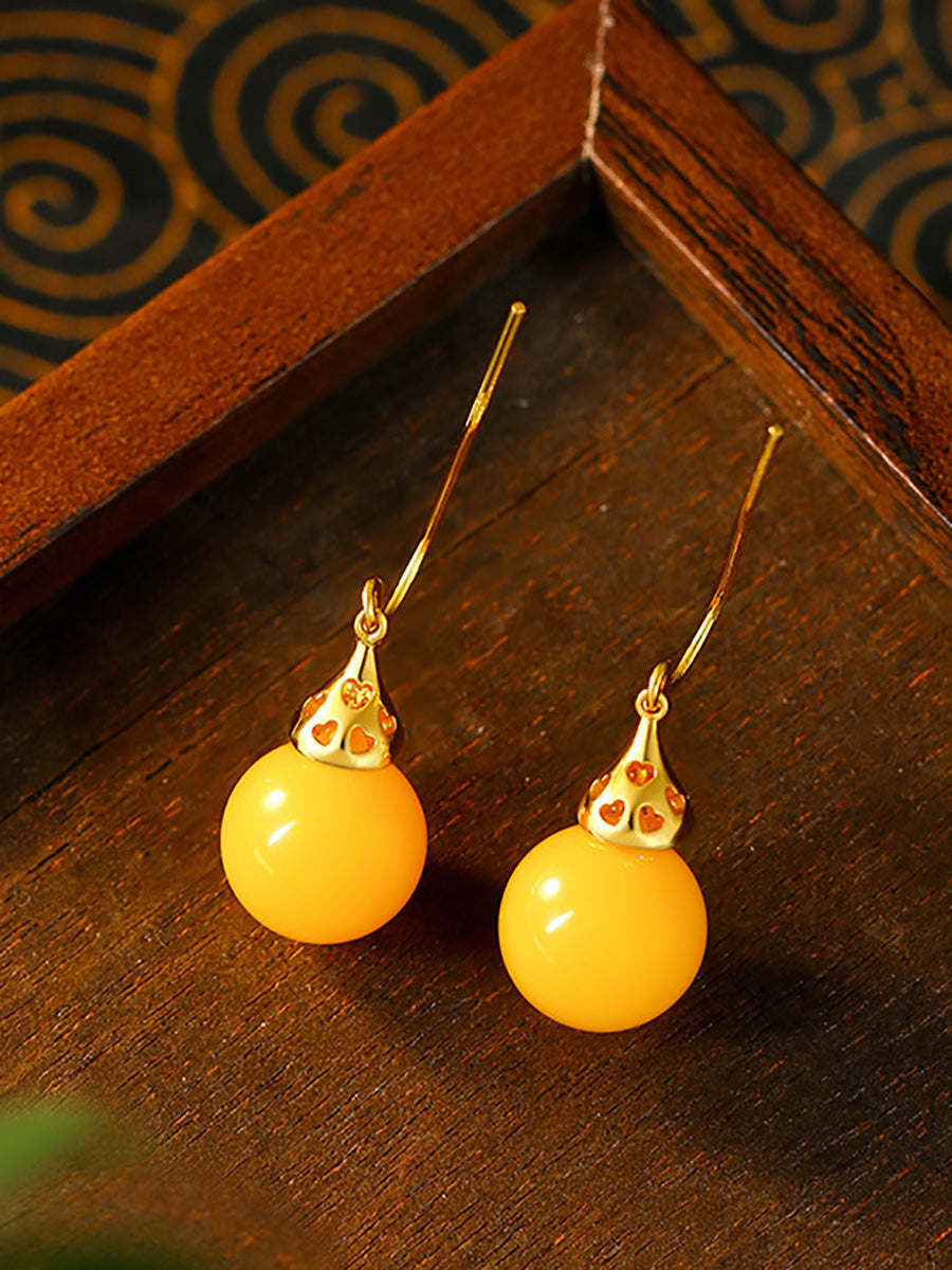 Women Artsy Yellow Beeswax Earrings