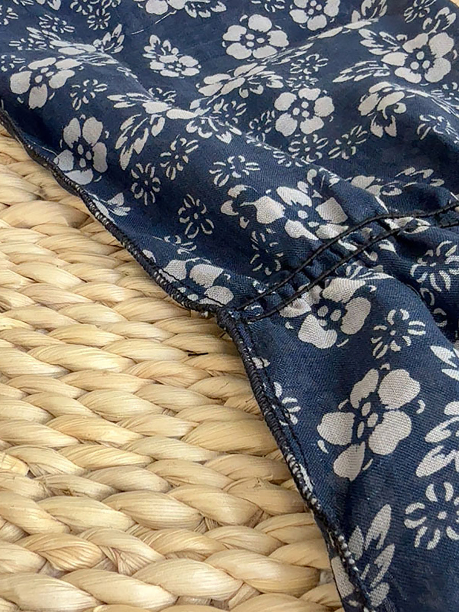 Women Summer Artsy Flower Ramie Sunpoof Sleeves