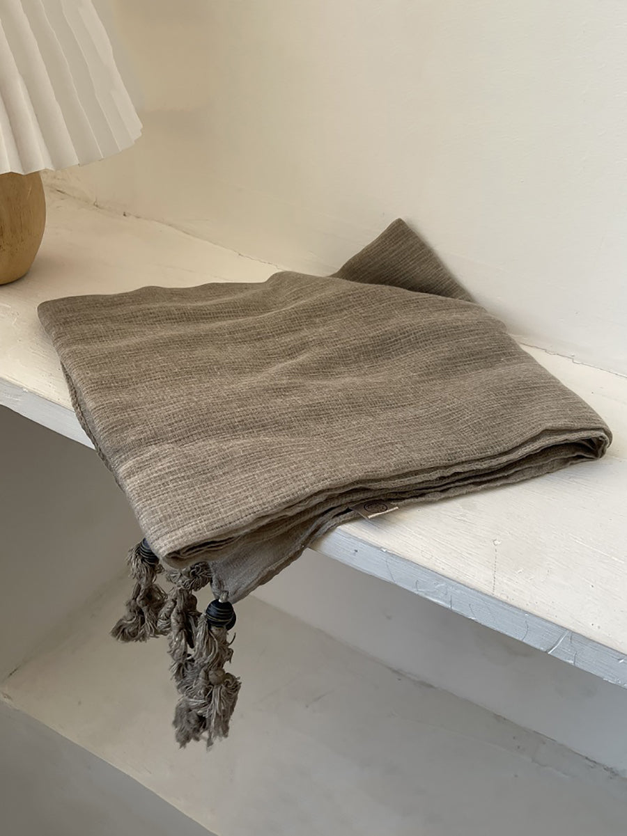 Women Retro Summer Cotton Tassel Shawl Scarf