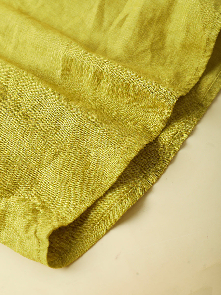 Women Summer Artsy Pure Color V-Neck 100%Linen Shirt