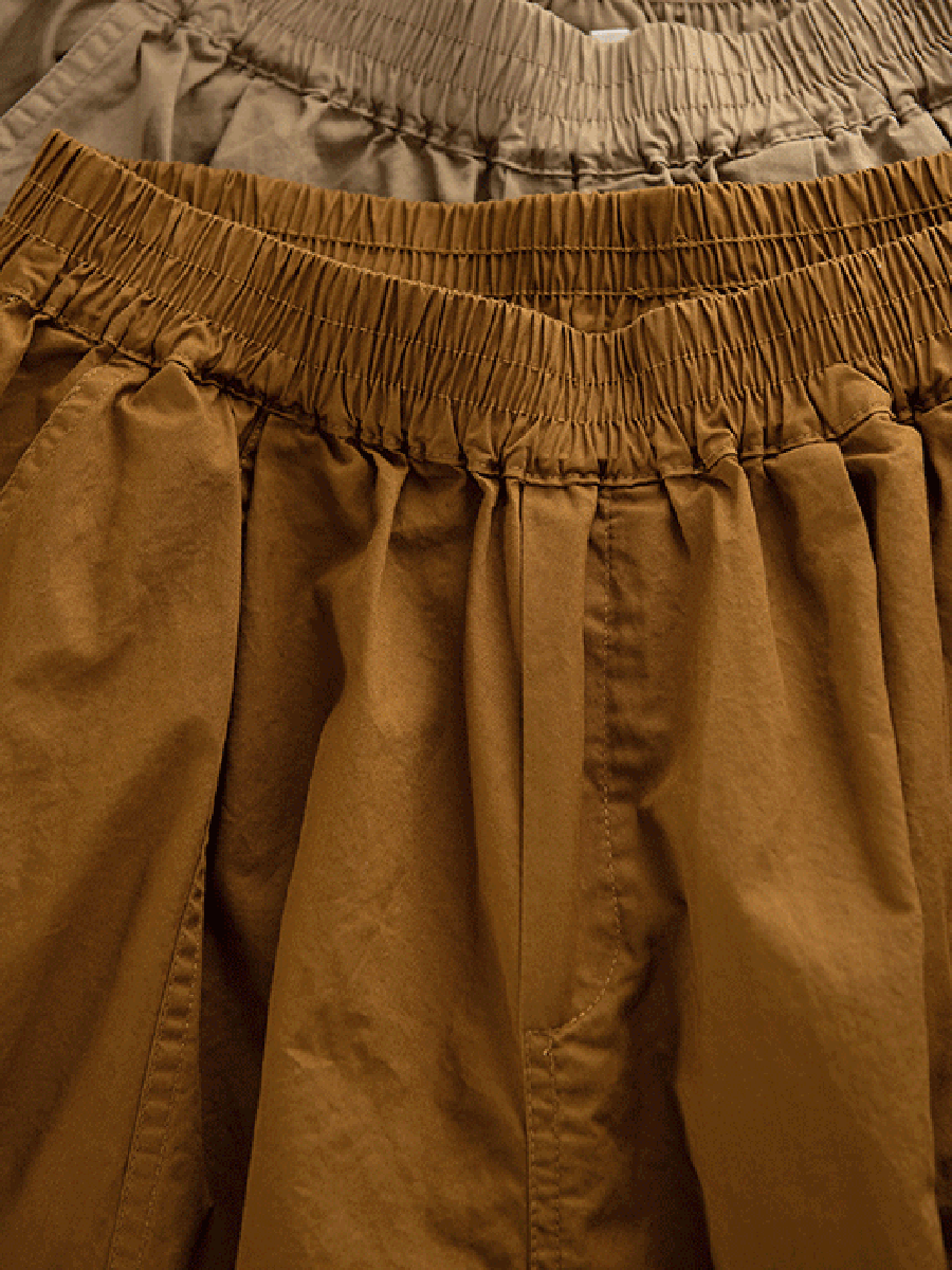 Women Summer Artsy Pure Color Cotton Calf Harem Pants