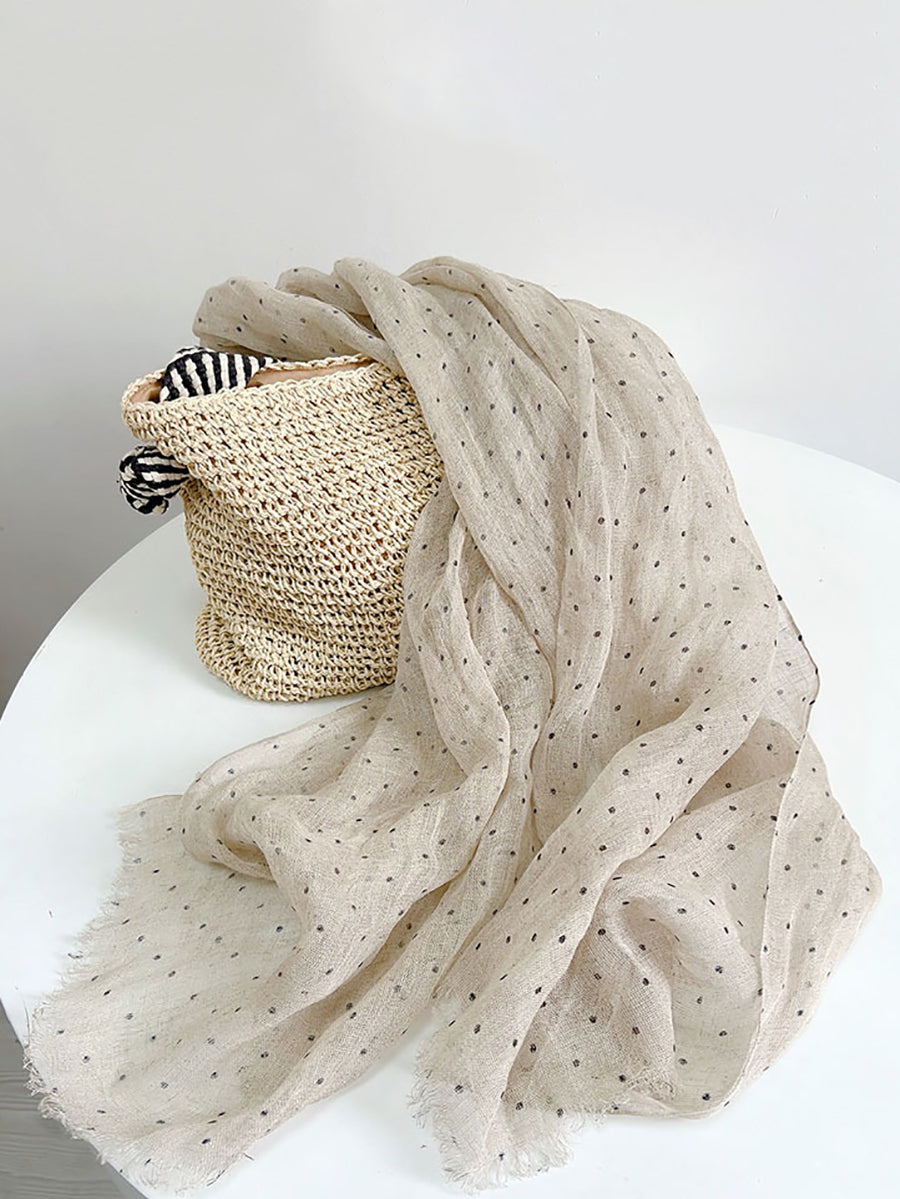 Women Artsy Dot 100%Linen Shawl Scarf