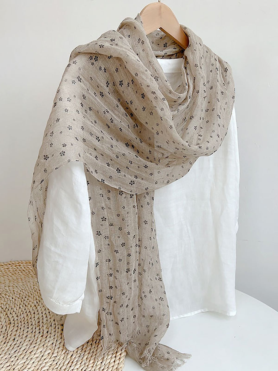 Women Artsy Dot 100%Linen Shawl Scarf