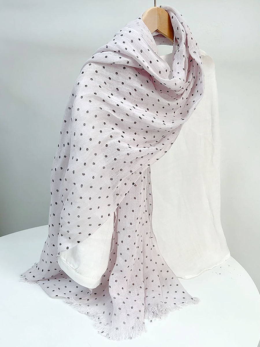 Women Artsy Dot 100%Linen Shawl Scarf