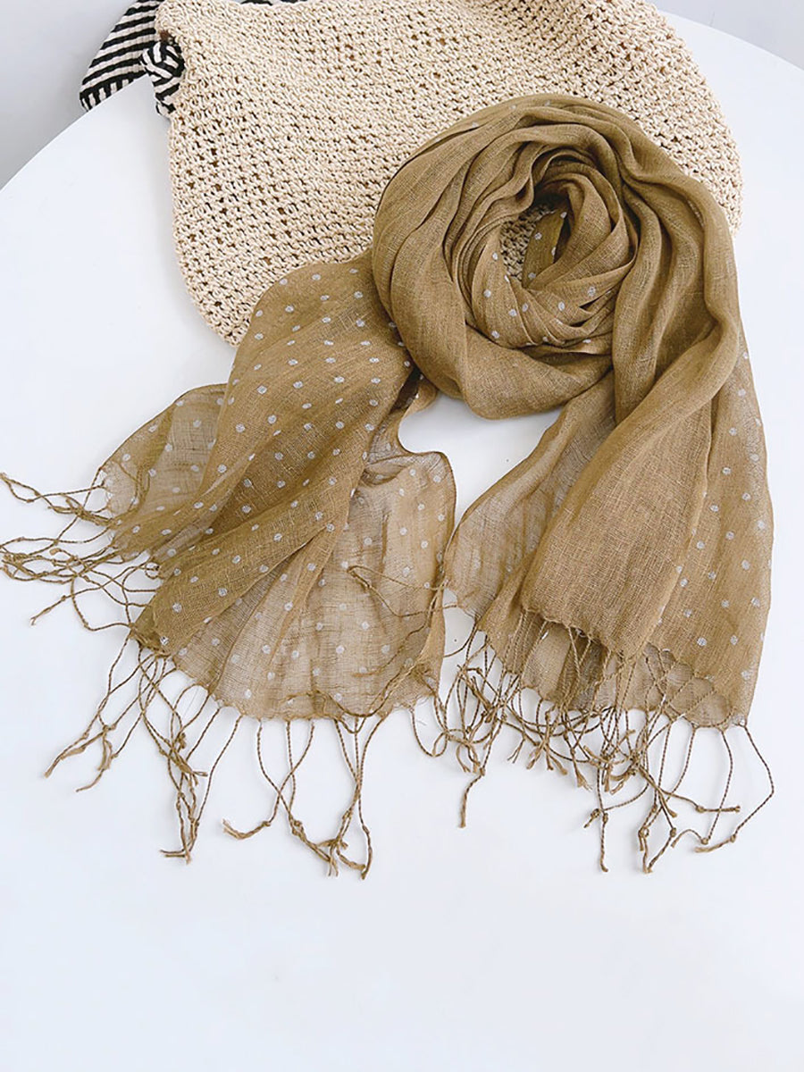 Women Artsy Dot 100%Linen Shawl Scarf