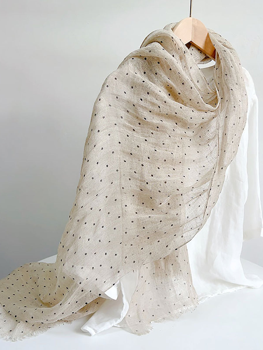 Women Artsy Dot 100%Linen Shawl Scarf