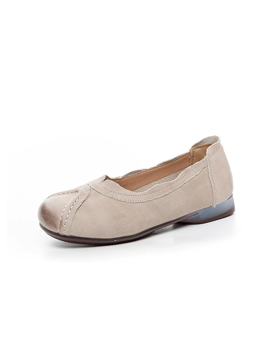 Women Summer Retro Genuine Leather Spliced Shoes