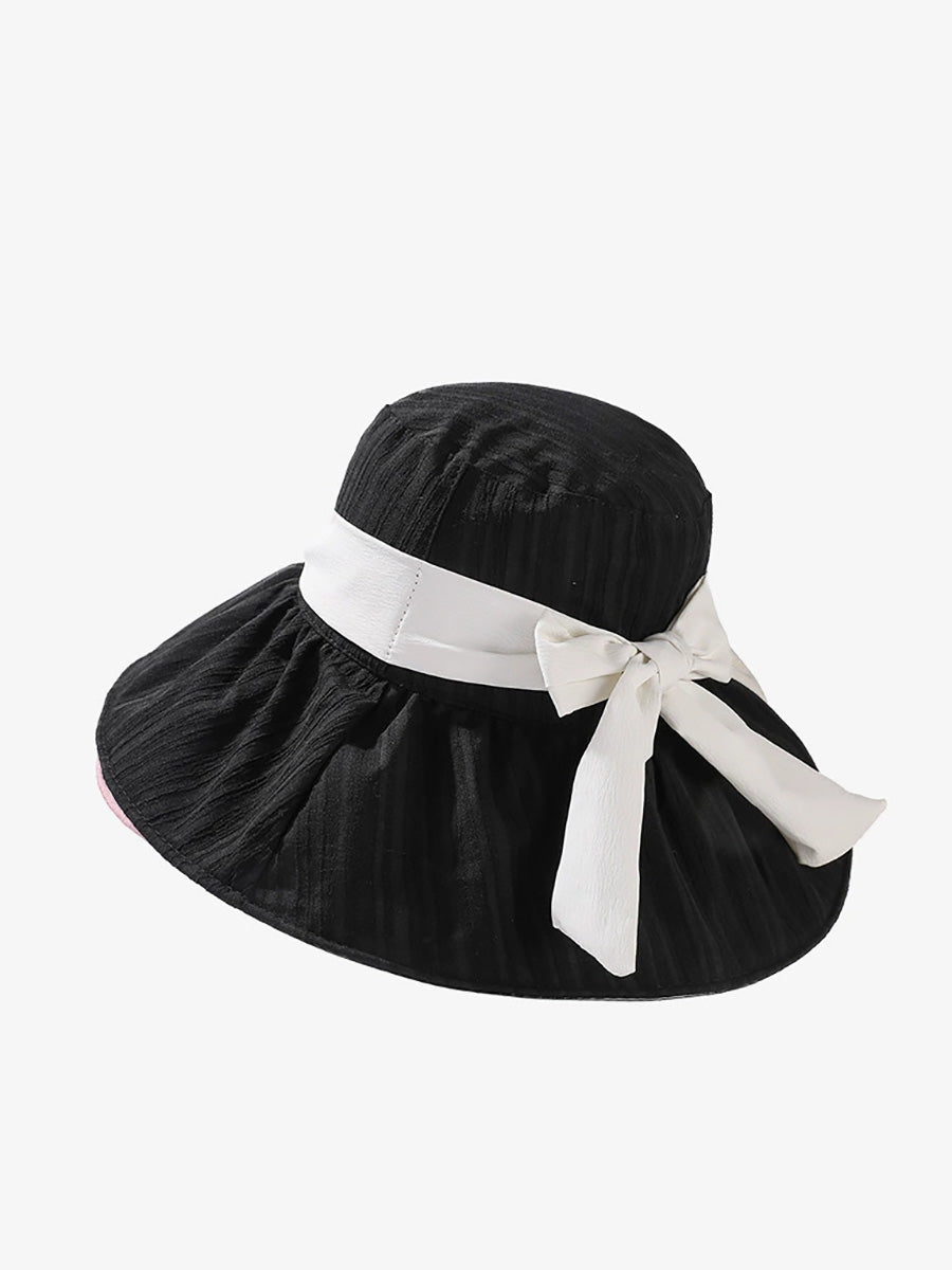 Women Summer Colorblock Bowknot Sunproof Hat