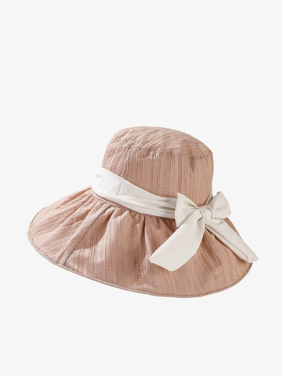 Women Summer Colorblock Bowknot Sunproof Hat