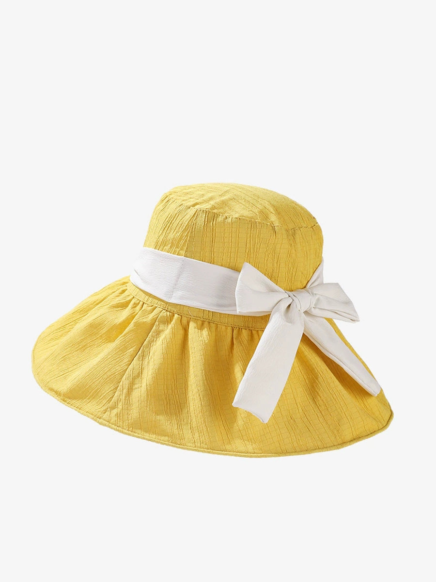 Women Summer Colorblock Bowknot Sunproof Hat