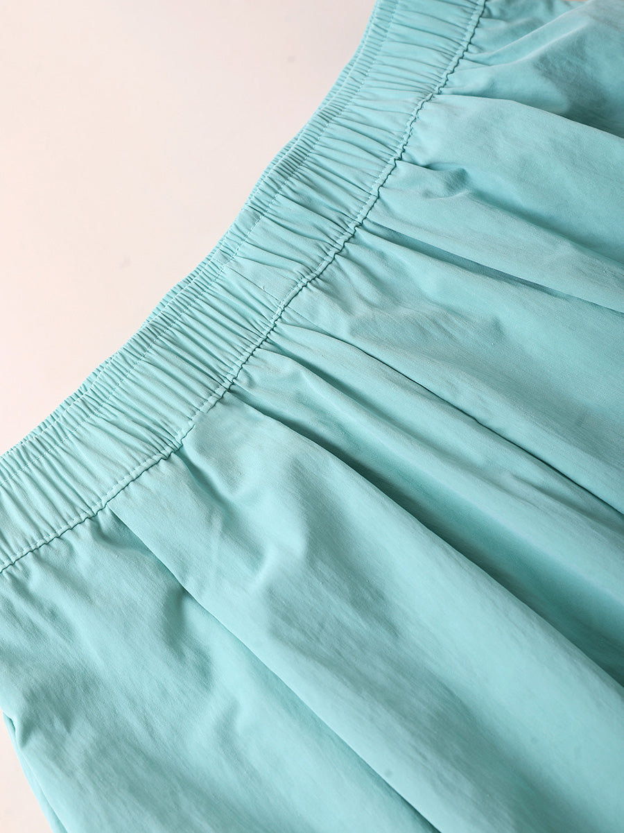 Women Summer Casual Pure Color A-Shape Skirt