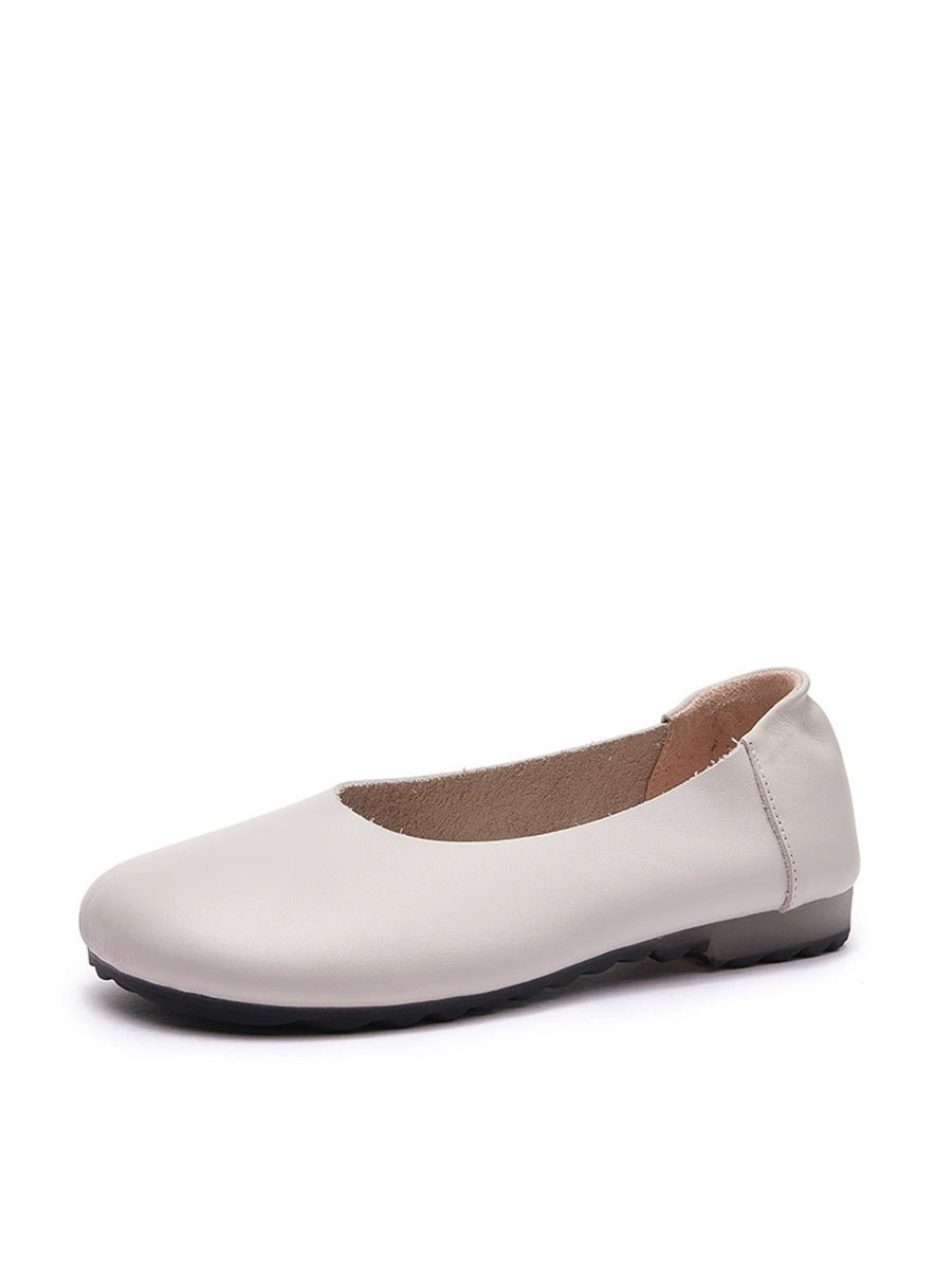 Women Summer Casual Soft Leather Low Heel Shoes