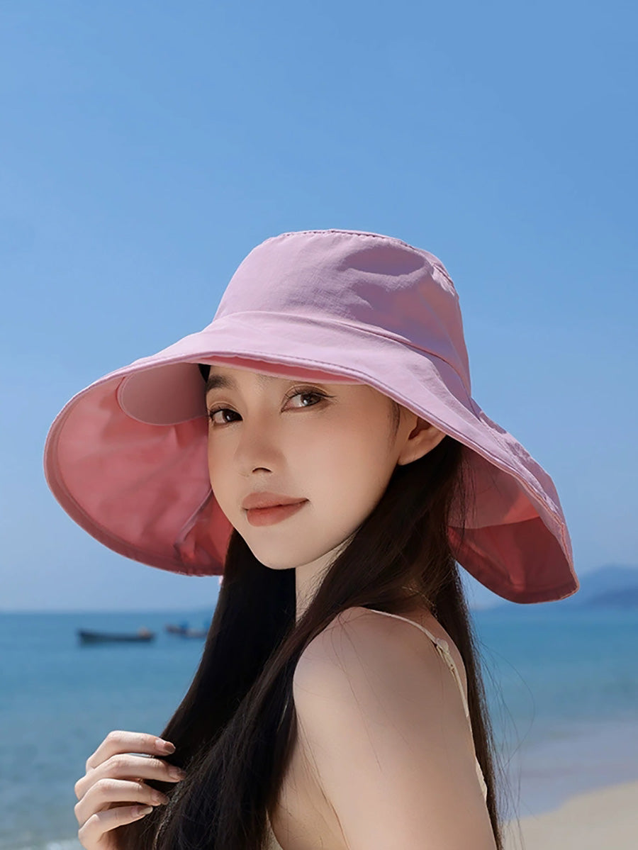 Women Summer Casual Pure Color Sunproof Hat
