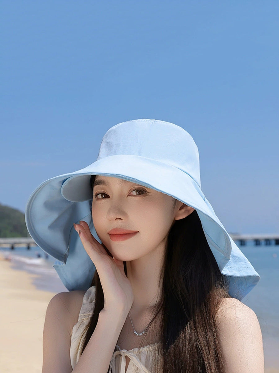 Women Summer Casual Pure Color Sunproof Hat