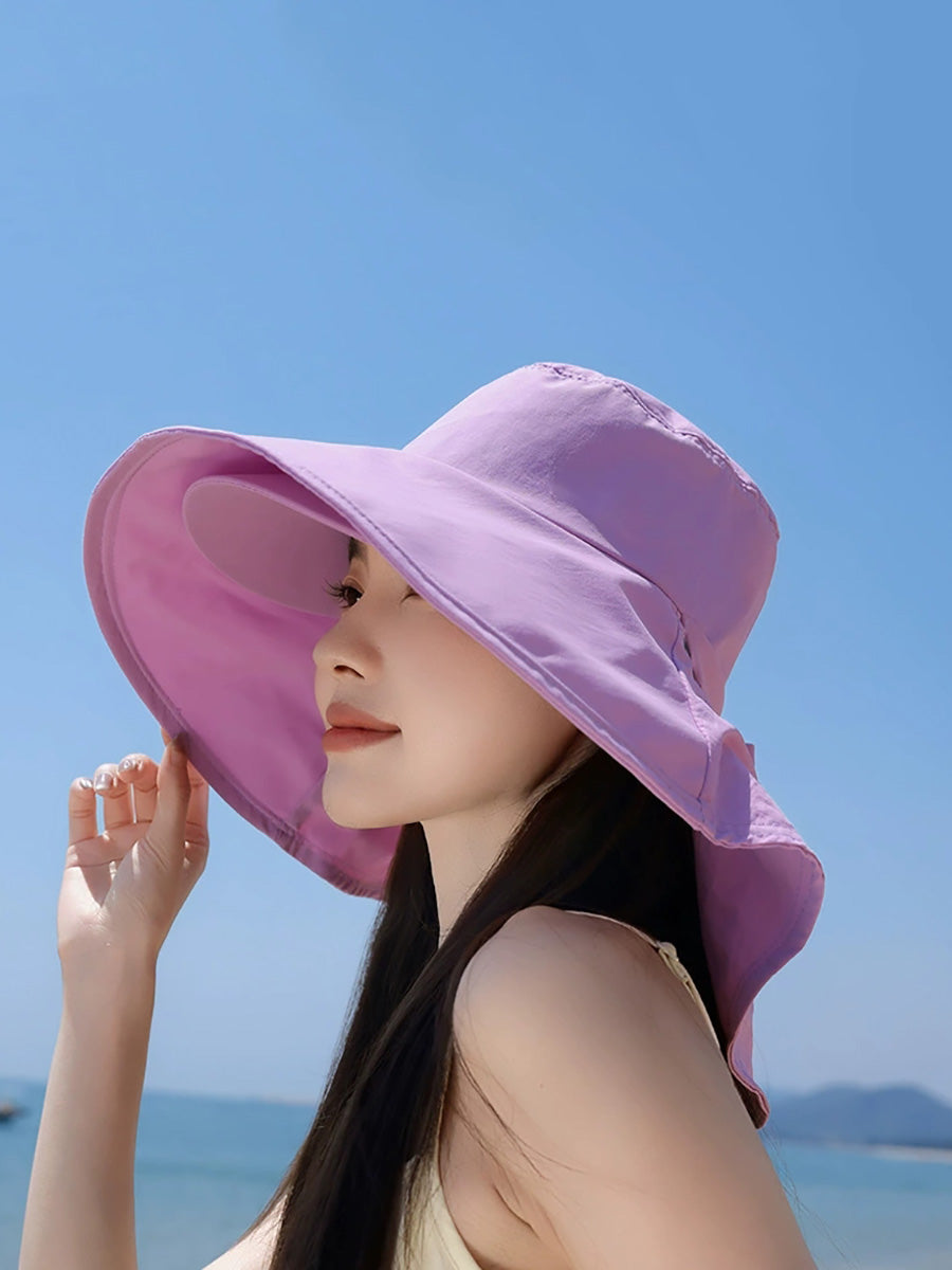 Women Summer Casual Pure Color Sunproof Hat