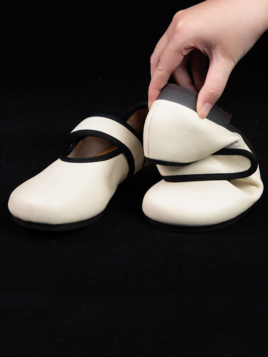 Women Summer Casual Colorblock Leather Shoes