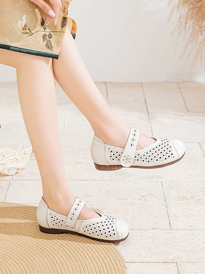 Women Summer Casual Pure Color Hollow Out Shoes