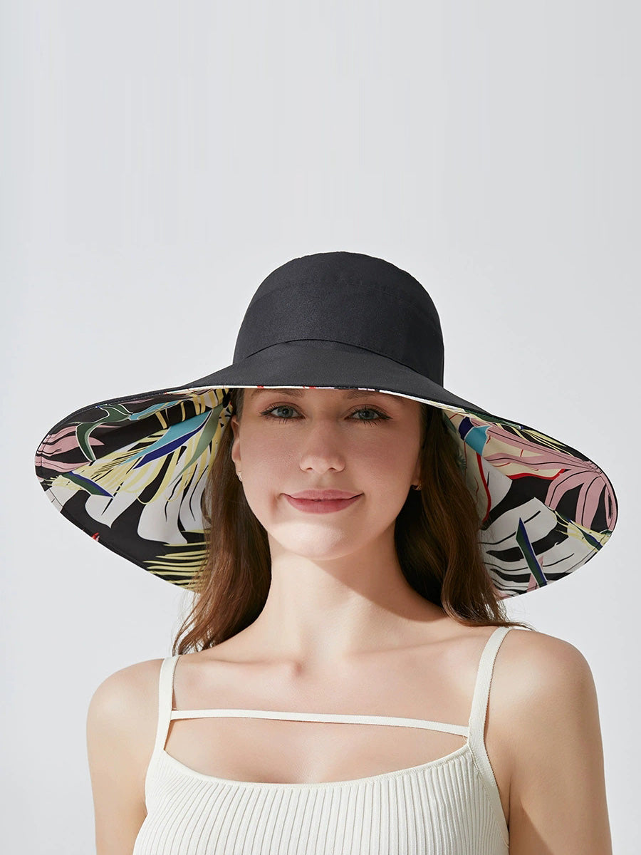 Women Summer Artsy Flower Dual-side Wearing Sunproof Hat