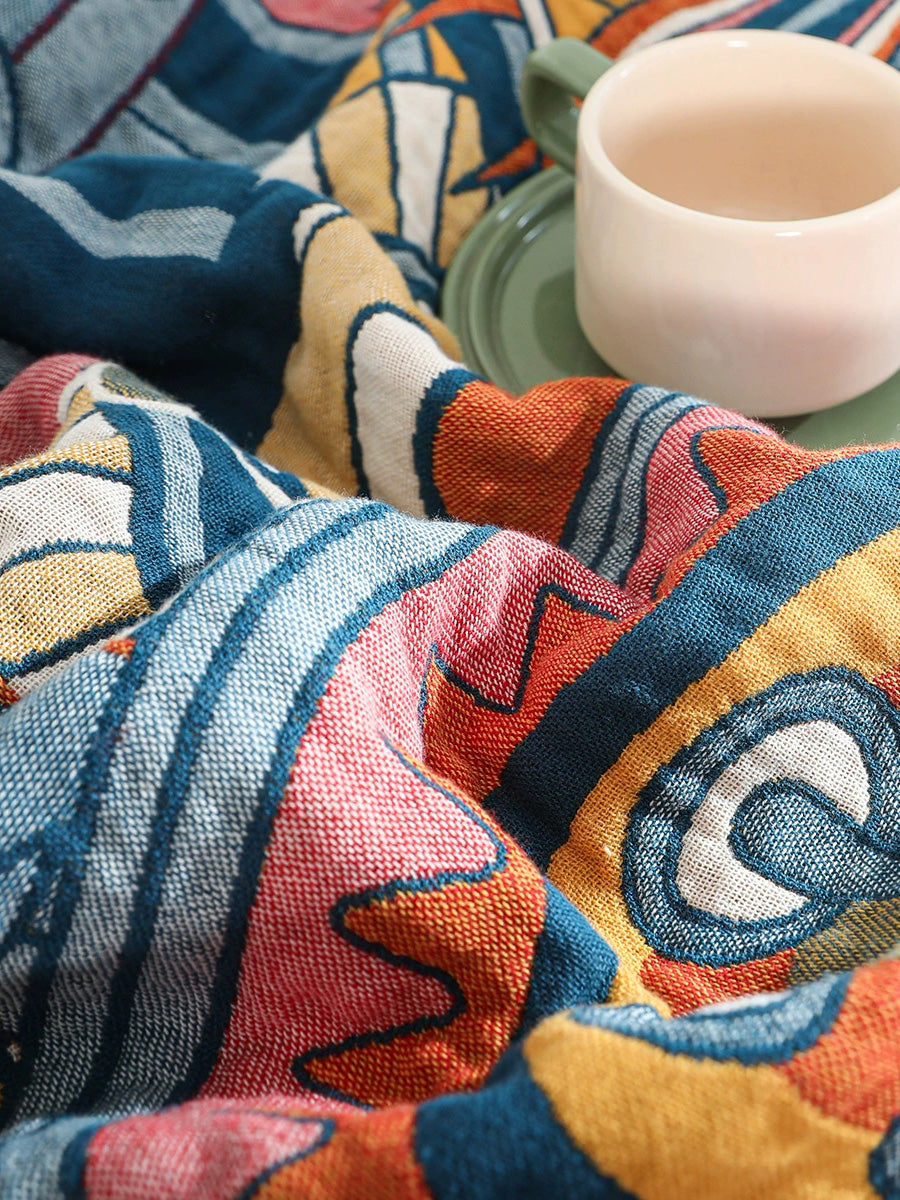 100%Cotton Print Tassel Bedcover Sofa Blanket