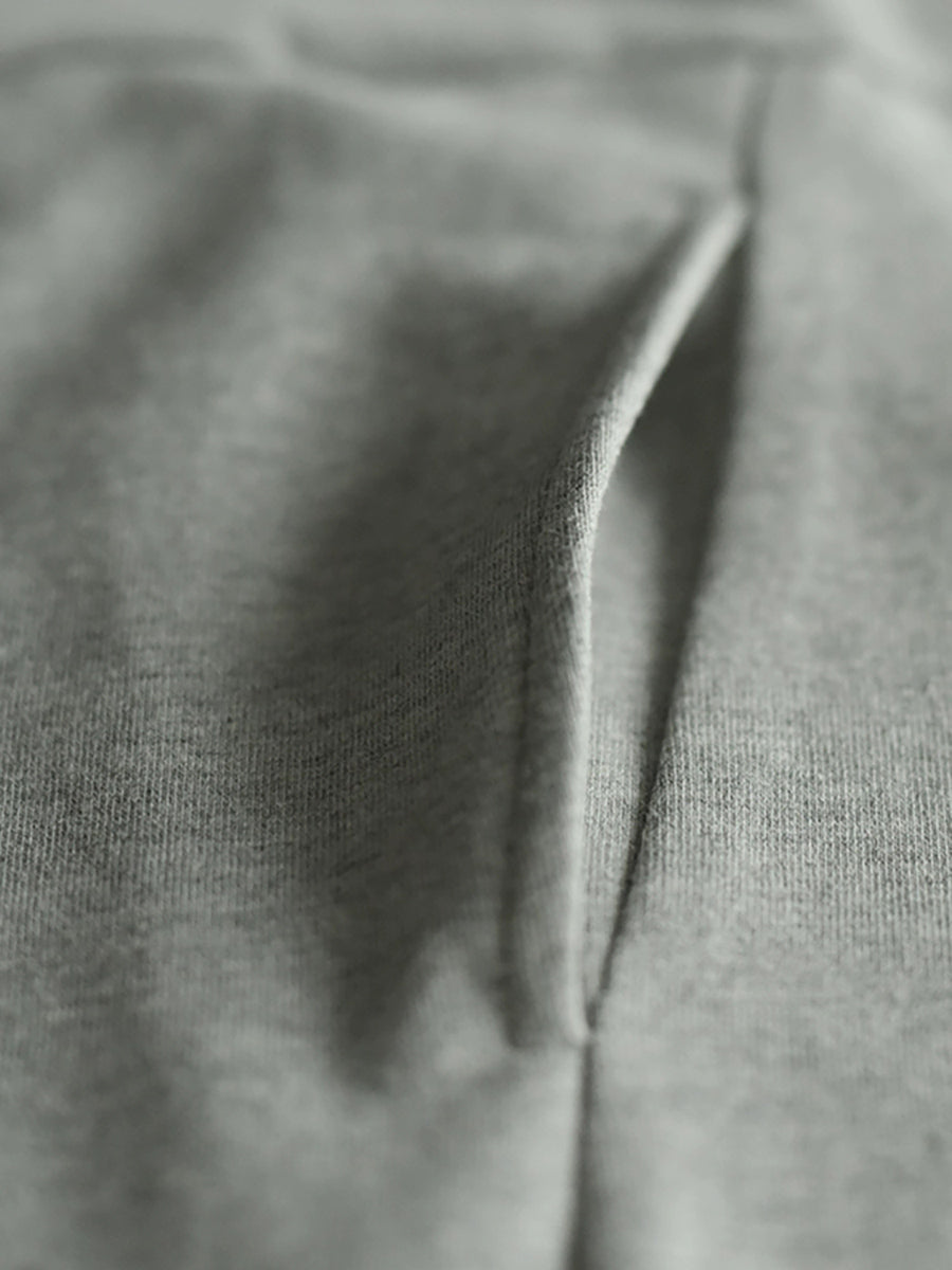 Women Autumn Casual Pure Color O-Neck Cotton Dress