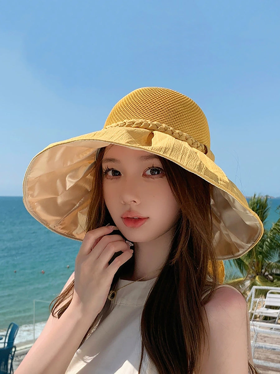 Women Summer Artsy Spliced Bowknot Sunproof Hat