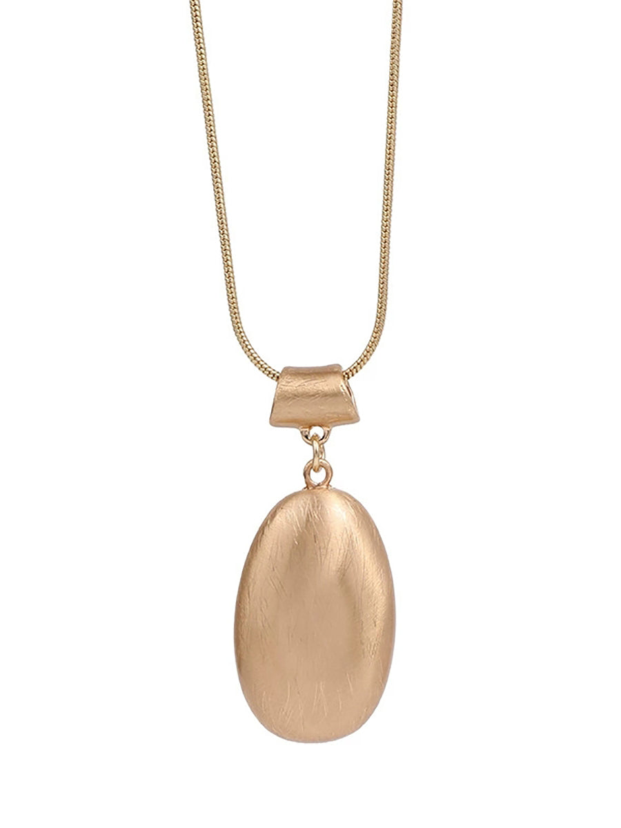 Women Vintage Alloy Oval Pendant Necklace