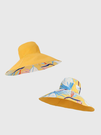 Women Summer Dual-side Wearing Flower Sunproof Hat