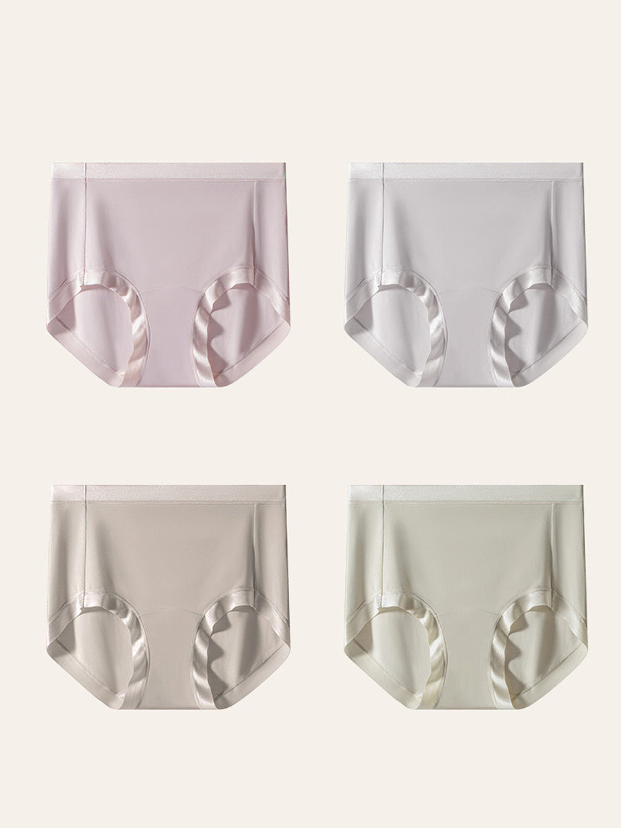 4 Pieces Women Casual Pure Color High Waist Underwear