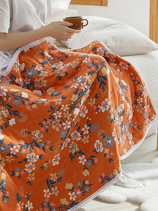 100%Cotton Flower Adult Lace Spliced Bath Towel