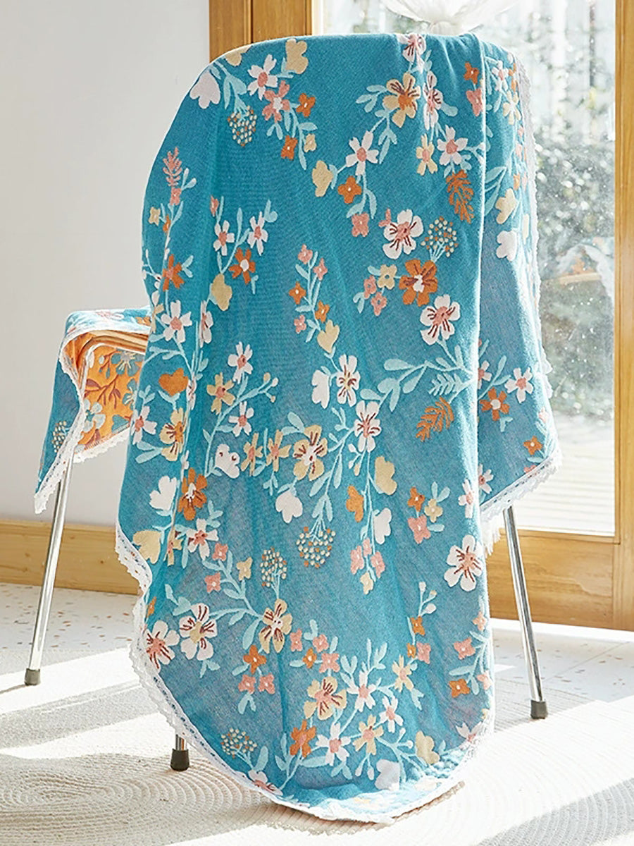 100%Cotton Flower Adult Lace Spliced Bath Towel