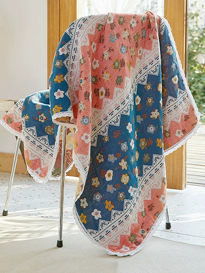 100%Cotton Flower Adult Lace Spliced Bath Towel