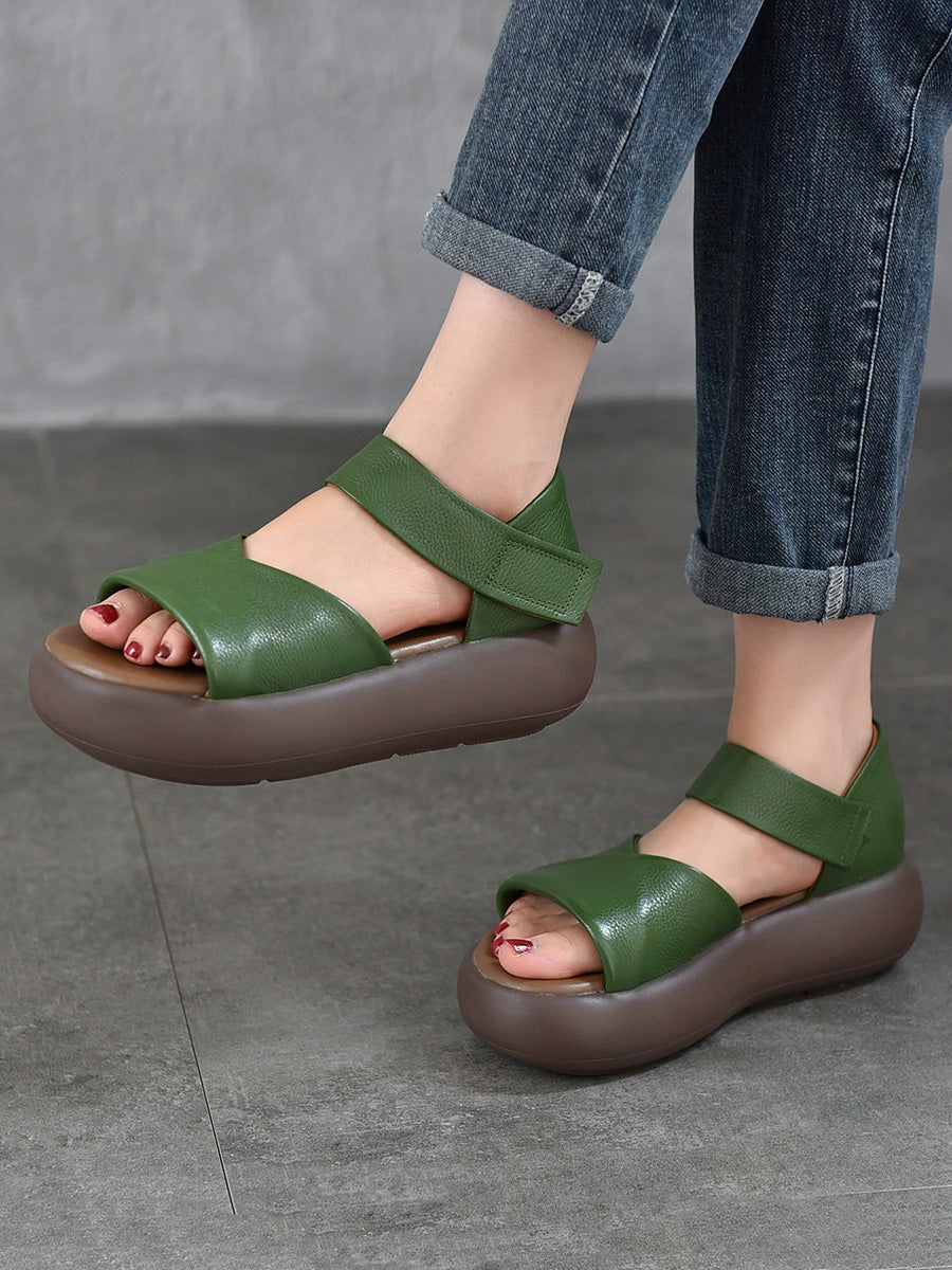 Women Casual Summer Genuine Leather Platform Sandals