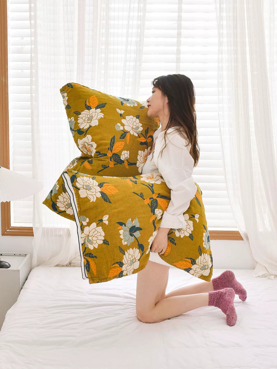 2 Pieces Artsy Floral 100%Cotton Pillow Towel