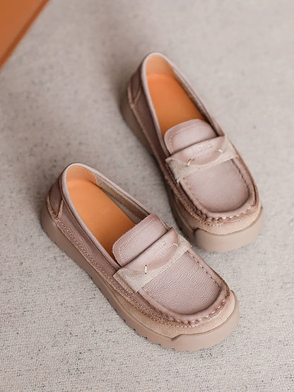 Women Autumn Retro Genuine Leather Platform Shoes