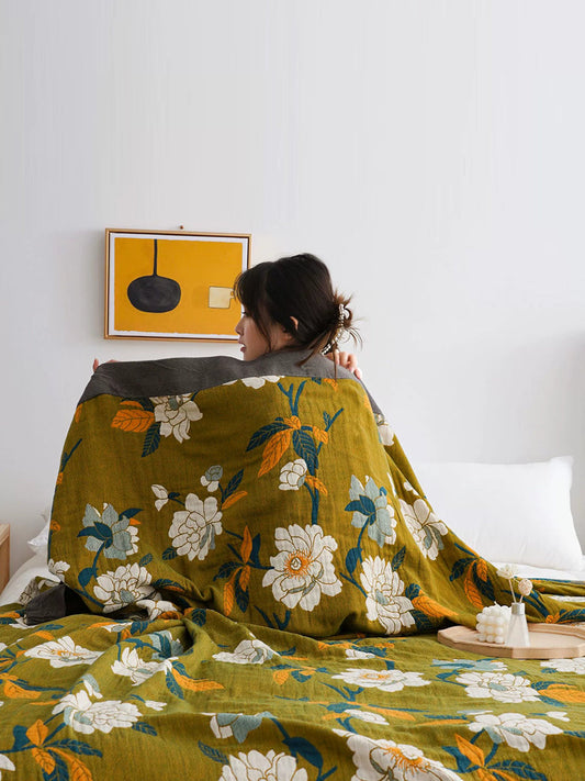 100%Cotton Flower Jacquard Bedcover Blanket Quilt