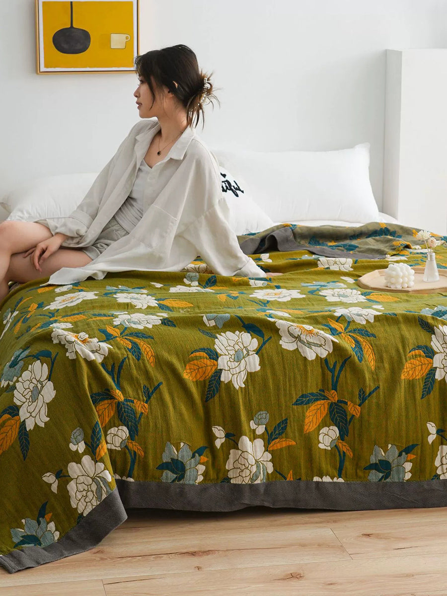 100%Cotton Flower Jacquard Bedcover Blanket Quilt